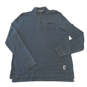 Johnnie-O Hangin Out Rocky Henley Blue Stripe Long Sleeve Shirt M Preppy So Cal